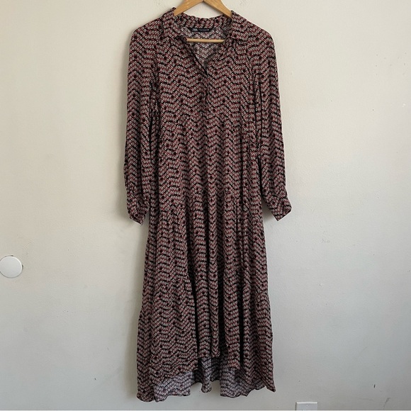 Zara Black & Orange Floral Print Long Dress – Size M - Picture 3 of 7